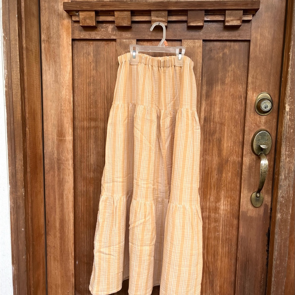 HANDMADE organic cotton striped maxi skirt